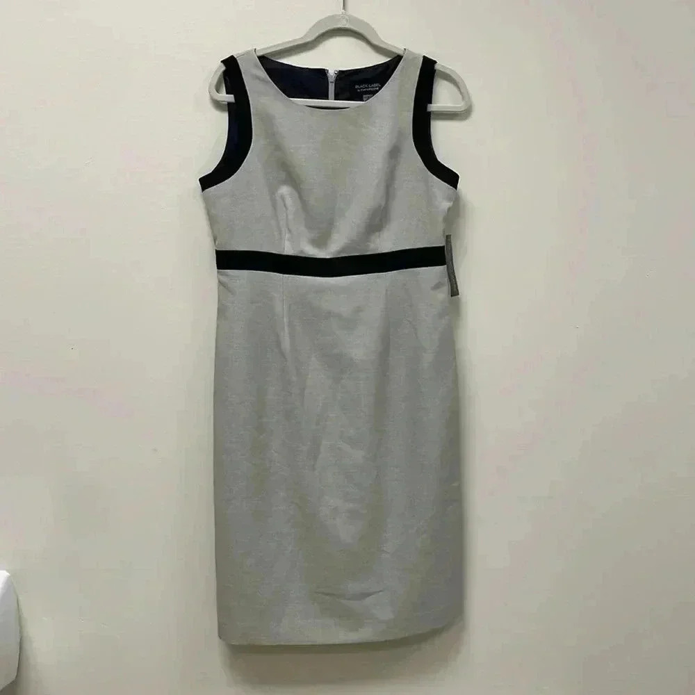 EVAN PICONE BLACK LABEL beige WITH black trim dress NWT size 8 Holiday work date